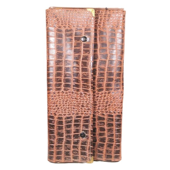 Vintage Myron Mfg Corp Insurance Document Holder Organizer Faux Croc - Picture 1 of 5